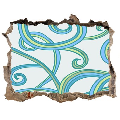 Finto buco nel muro 3D Onde colorate sullo sfondo del muro