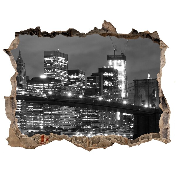 Finto buco nel muro 3D Veduta notturna di New York