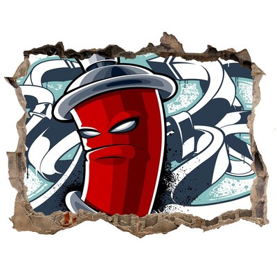Sticker buco nel muro Tazza rossa con graffiti