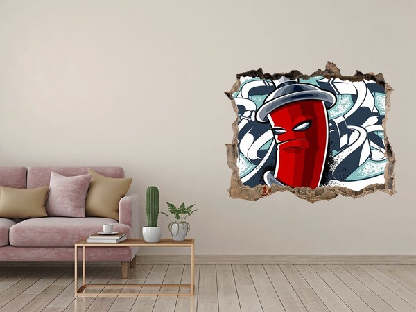 Sticker buco nel muro Tazza rossa con graffiti