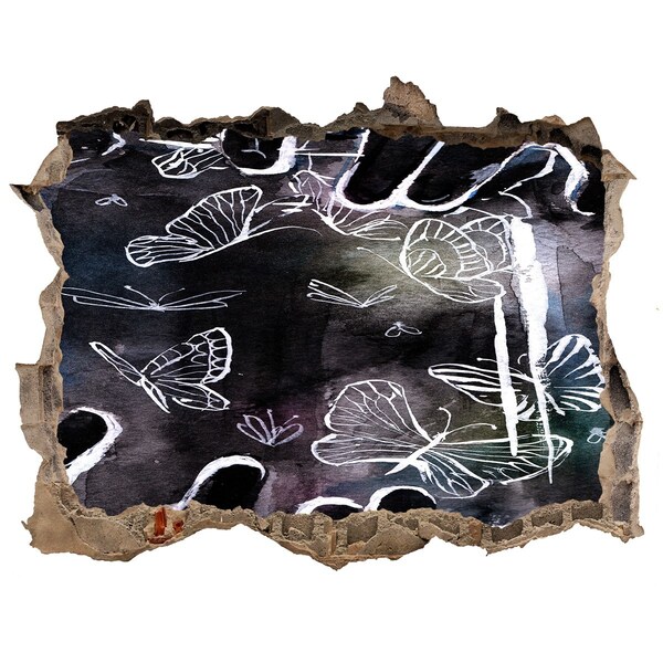 Sticker buco nel muro Farfalle in uno spazio magico