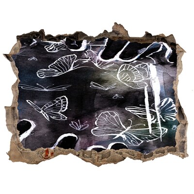 Sticker buco nel muro Farfalle in uno spazio magico
