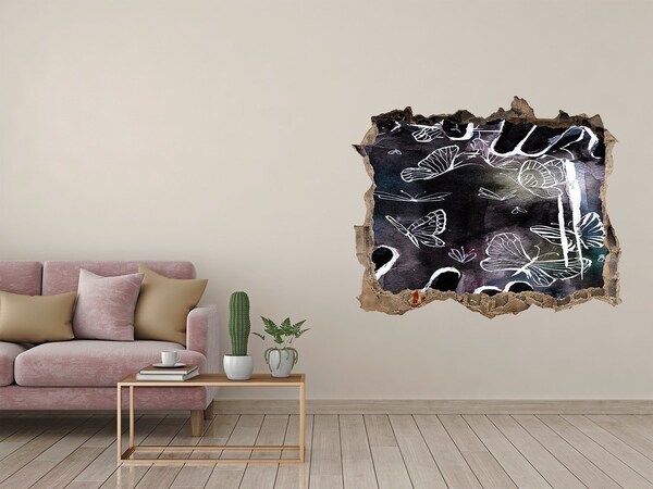 Sticker buco nel muro Farfalle in uno spazio magico