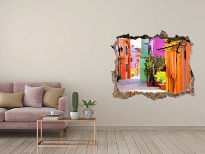 Finto buco nel muro 3D Una strada colorata in Messico