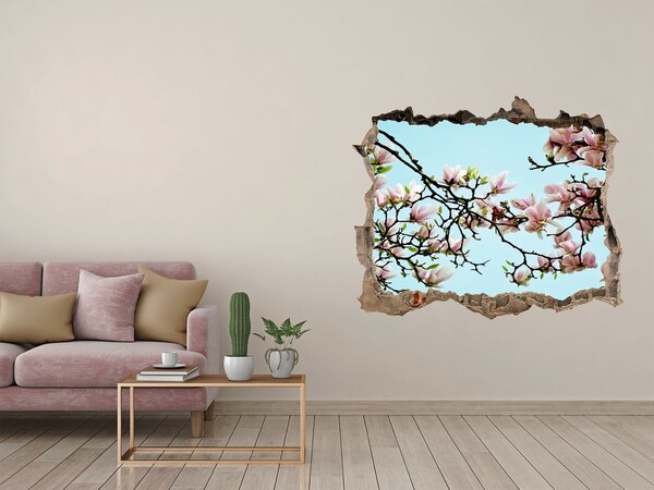 Sticker buco nel muro Magnolie primaverili in un cielo azzurro