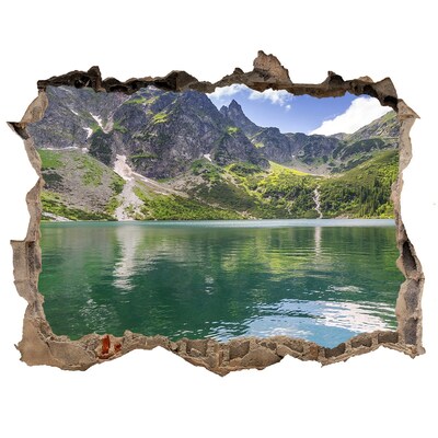 Finto buco nel muro 3D Lago di montagna nella valle