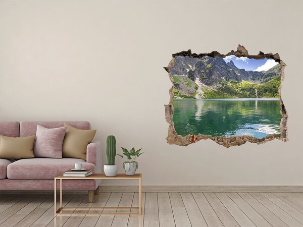 Finto buco nel muro 3D Lago di montagna nella valle