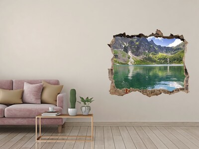 Finto buco nel muro 3D Lago di montagna nella valle