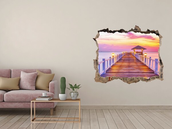 Finto buco nel muro 3D Tramonto sul molo