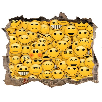 Sticker buco nel muro Emoji sorridenti in un buco nel muro