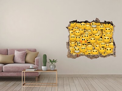 Sticker buco nel muro Emoji sorridenti in un buco nel muro