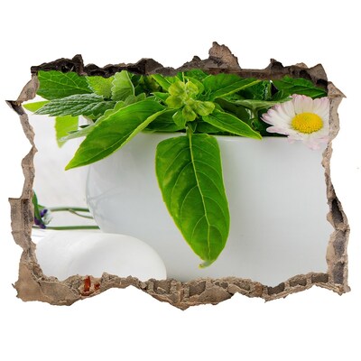 Finto buco nel muro 3D Vegetazione verde nel muro danneggiato