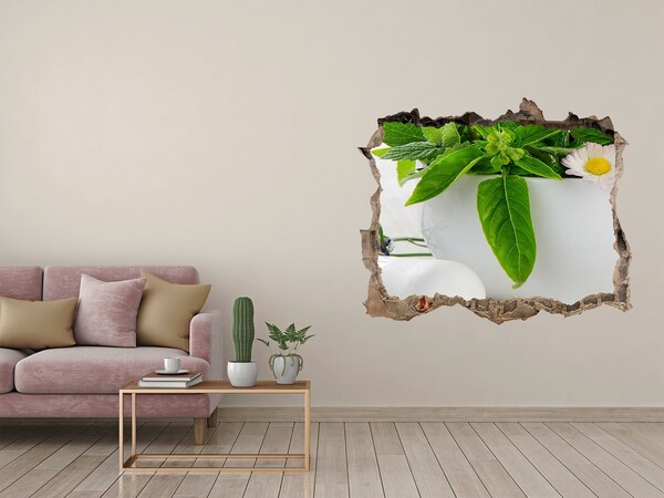 Finto buco nel muro 3D Vegetazione verde nel muro danneggiato