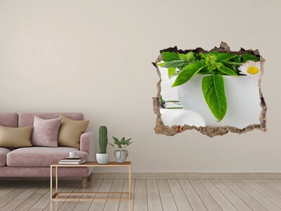 Finto buco nel muro 3D Vegetazione verde nel muro danneggiato