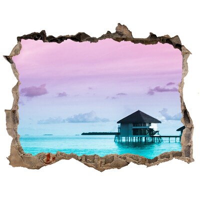 Finto buco nel muro 3D Un'oasi tropicale in riva al mare