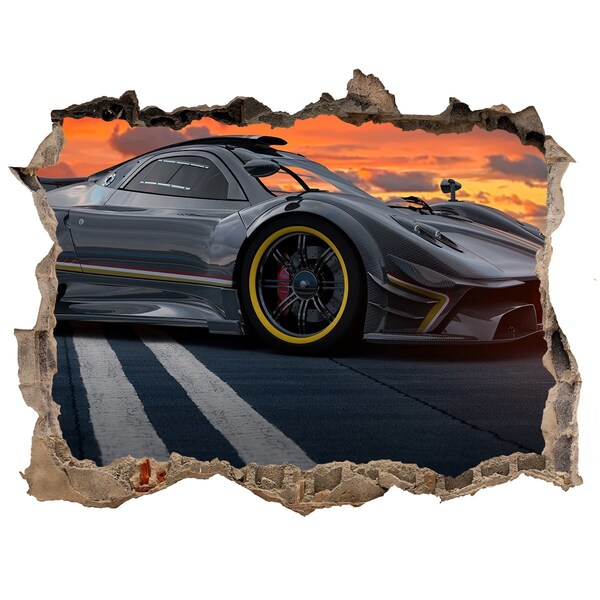 Finto buco nel muro 3D Un'auto da corsa in pista