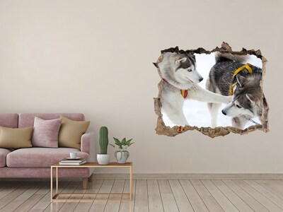 Sticker buco nel muro Siberian Husky in azione