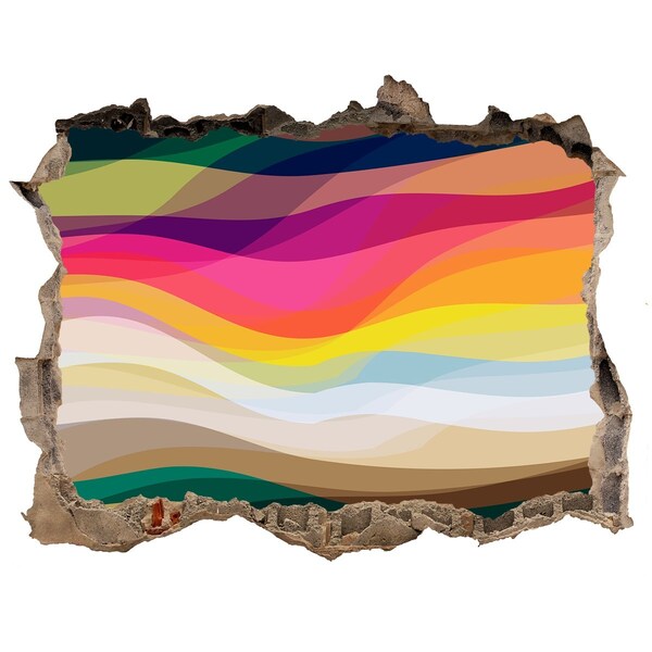 Adesivo buco nel muro Onde colorate su uno sfondo di cemento