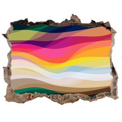 Adesivo buco nel muro Onde colorate su uno sfondo di cemento