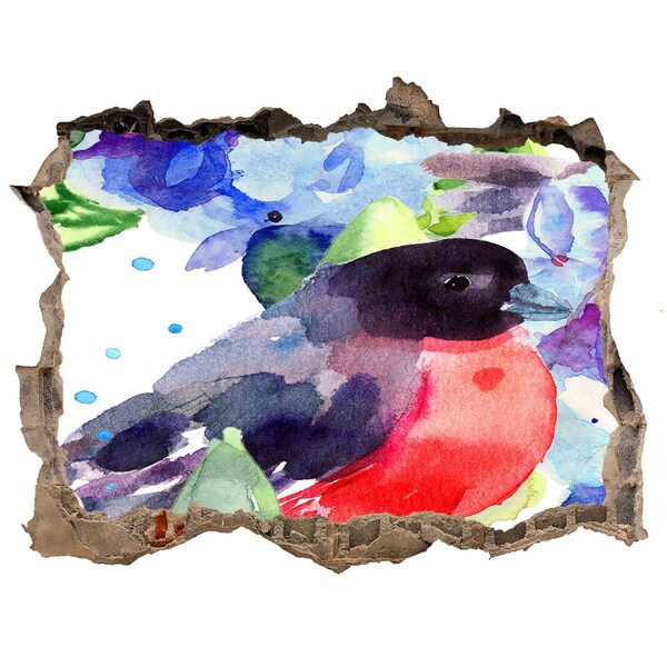 Sticker buco nel muro Un uccello in una composizione colorata