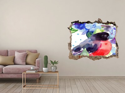 Sticker buco nel muro Un uccello in una composizione colorata
