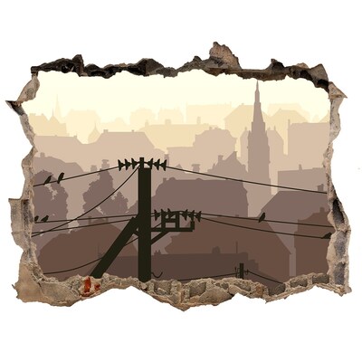 Sticker buco nel muro Vista della città attraverso un buco nel muro