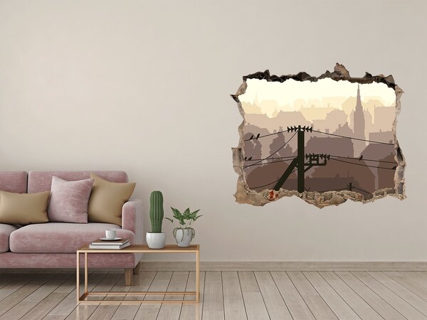 Sticker buco nel muro Vista della città attraverso un buco nel muro