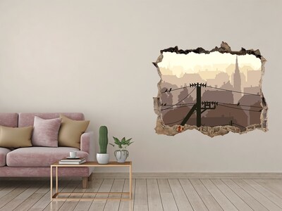 Sticker buco nel muro Vista della città attraverso un buco nel muro