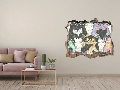 Adesivo buco nel muro Gatti con gli occhiali