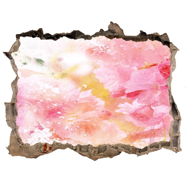 Adesivo buco nel muro Un paesaggio floreale dietro un buco nel muro