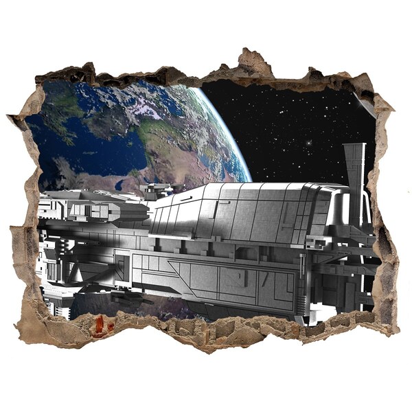 Finto buco nel muro 3D Un'astronave nel cielo
