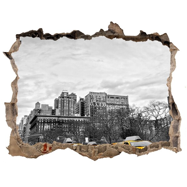 Adesivo buco nel muro I taxi di New York nel paesaggio urbano