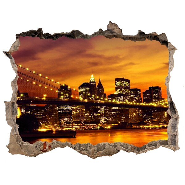 Finto buco nel muro 3D Lo skyline di New York al tramonto