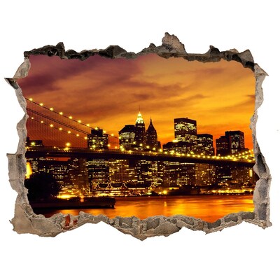 Finto buco nel muro 3D Lo skyline di New York al tramonto