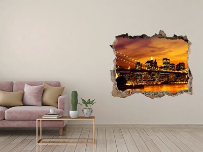 Finto buco nel muro 3D Lo skyline di New York al tramonto