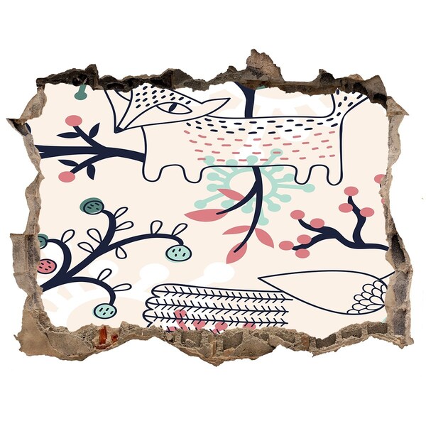 Sticker buco nel muro Motivo floreale con elementi naturali