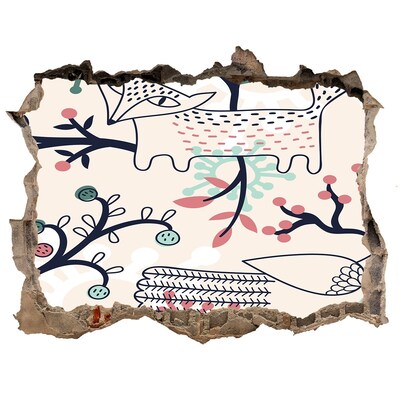 Sticker buco nel muro Motivo floreale con elementi naturali