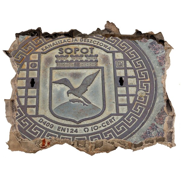 Sticker buco nel muro Sopot – Coperchio della fognatura comunale