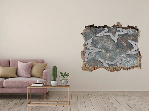 Adesivo buco nel muro Muro spezzato con stelle