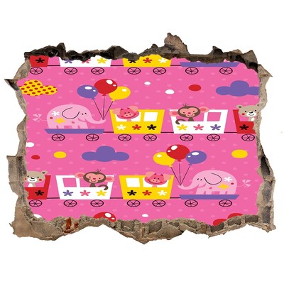 Sticker buco nel muro Treno colorato con palloncini