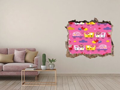 Sticker buco nel muro Treno colorato con palloncini