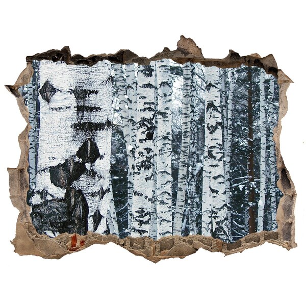Sticker buco nel muro Foresta di betulle invernali