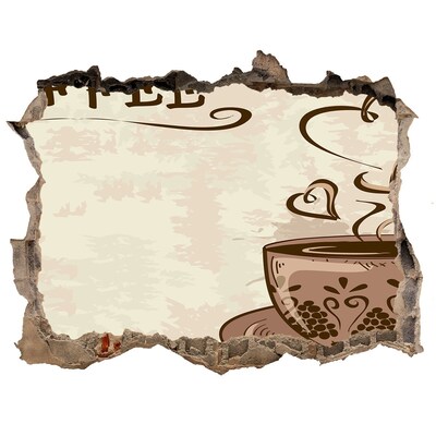 Finto buco nel muro 3D Una deliziosa tazza di caffè fumante