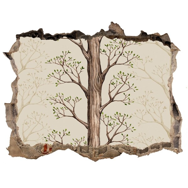 Finto buco nel muro 3D Muro spezzato con un albero