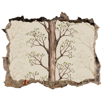 Finto buco nel muro 3D Muro spezzato con un albero