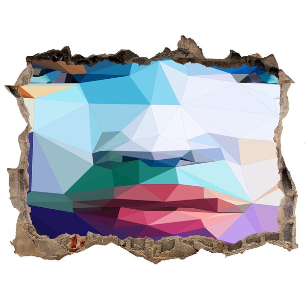 Finto buco nel muro 3D Un paesaggio nei colori della geometria