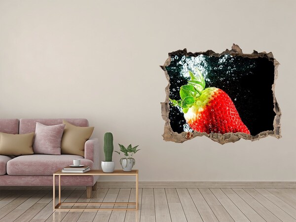 Sticker buco nel muro Fragola in acqua