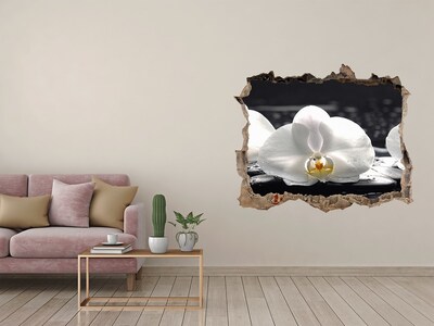 Finto buco nel muro 3D Fiore di orchidea sull'acqua