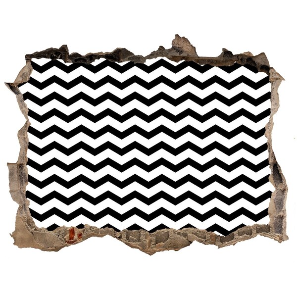 Adesivo buco nel muro Zigzag bianchi e neri in un buco nel muro