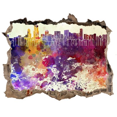 Sticker buco nel muro Paesaggio urbano in un buco colorato